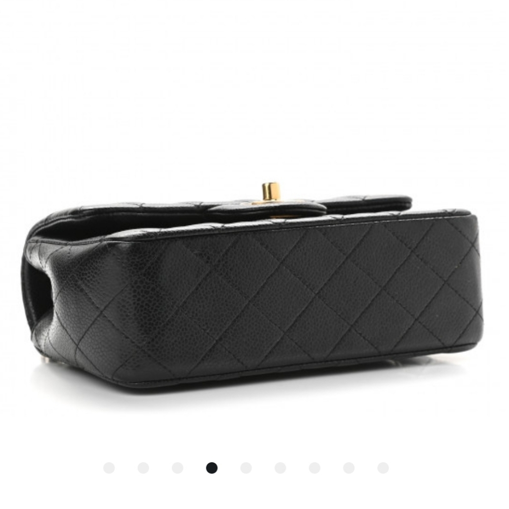 Chanel Black Caviar Rectangular Mini Bag Brushed Gold Chain - Picture 3 of 16